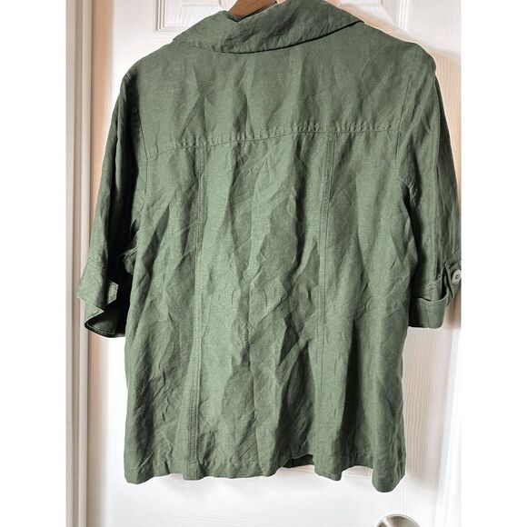Lane Bryant Women's Linen Blend Green Utility Lagenlook Short‎ S Jacket Size 18 - Picture 4 of 5